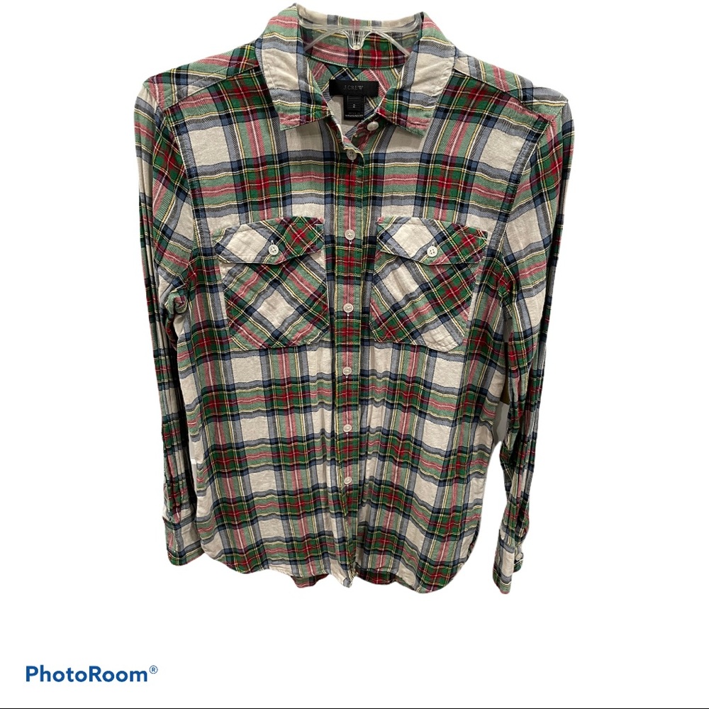 J CREW PLAID BLOUSE BUTTON FRONT SHIRT‎ 2